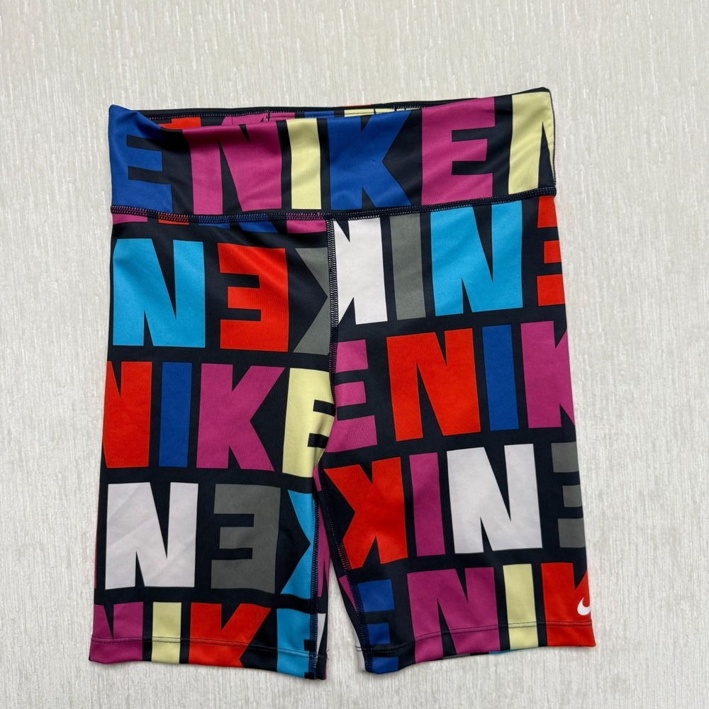 Nike Dri-FIT One Biker Shorts Girls XL Obsidian Multi Logo DZ4623-451